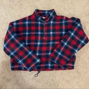 American Eagle Crop Sherpa Quarter-zip